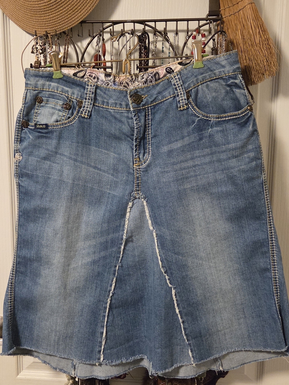 Wearable Art! Upcycled Designer Jean Skirt
